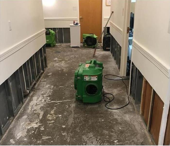 gray hallway machine green construction zone